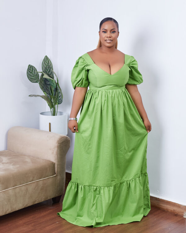 TIMELESS Green Bubble Sleeve Maxi dress