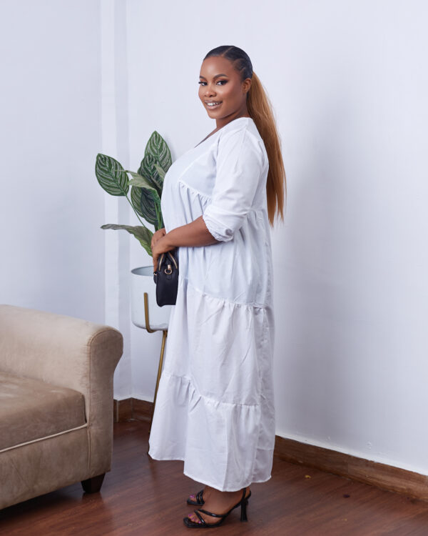 TIMELESS WHITE Carribean V-neck Midi dress