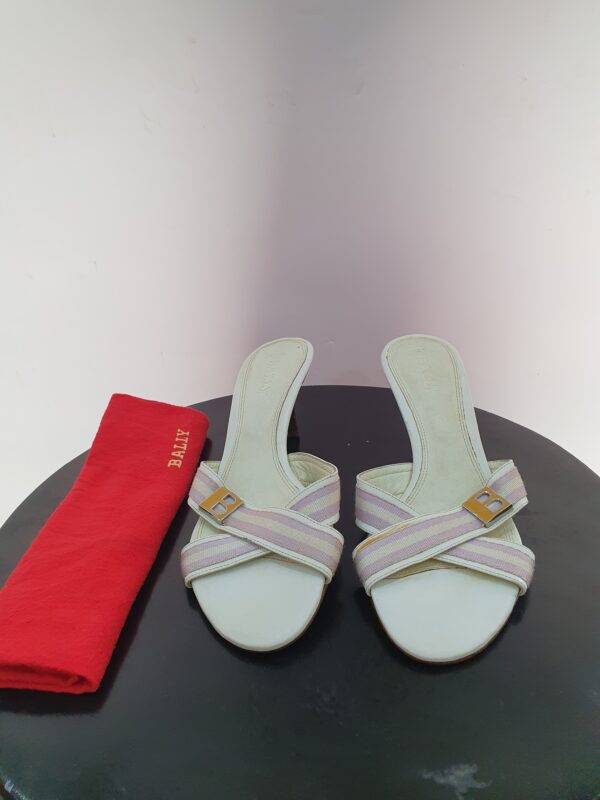 White Bally Criss Cross Kitty Heel Slides On Euro 40