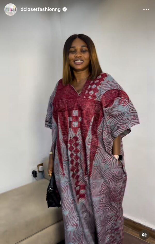 TIMELESS RED WAVES AGBADA ADIRE