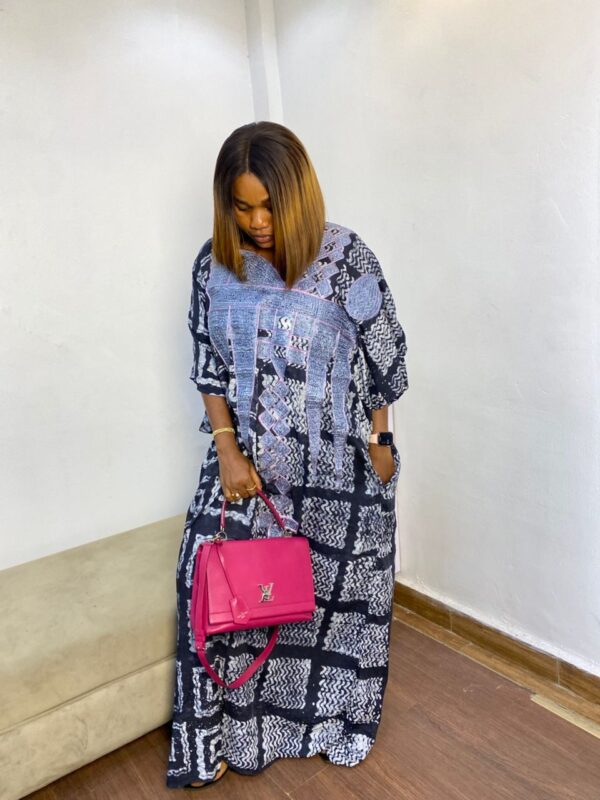 TIMELESS BLACK WHITE SQUARE AGBADA ADIRE | ONE SIZE