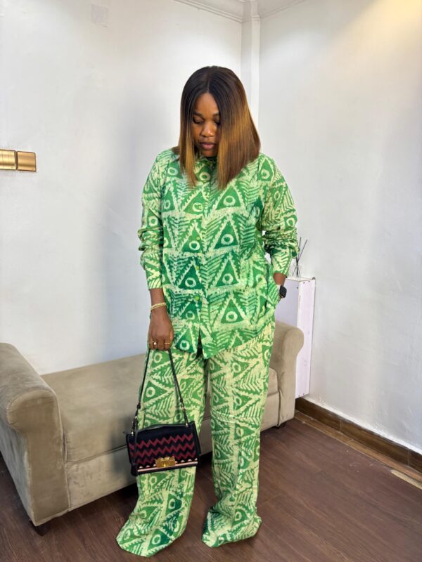 TIMELESS LEMON TRIANGLES ADIRE BUTTON DOWN TWO-PIECE