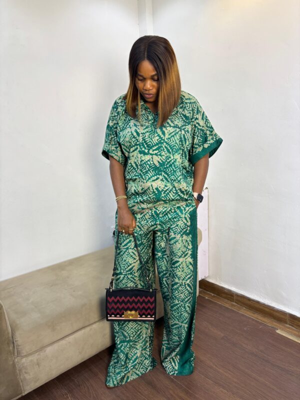 TIMELESS GREEN ABACADABRA ADIRE S/SLEEVE TWO PIECE
